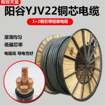 阳谷大金YJV22 3+2芯电缆线带铁皮室外动力电缆铠装25 6 10 300平图3