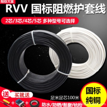 阳谷大金电源线2芯3芯4芯RVV0.75 1.5 2.5平方软护套线电缆电线