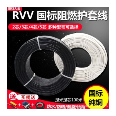 阳谷大金电源线2芯3芯4芯RVV0.75 1.5 2.5平方软护套线电缆电线