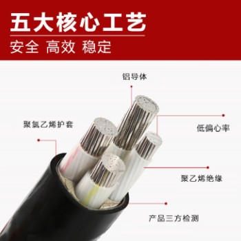 YJLV22铠装铝芯电缆线4芯10/16/25/35/50平方铝线电线3+1三相四线图3