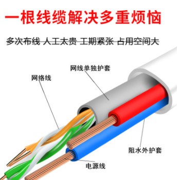 室外网线带电源一体线4芯8芯网络监控综合线复合线300米纯无氧铜图3