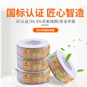 厂家供应禅诚电缆铜芯RVV二芯三芯四芯五芯PVC绝缘白色护套线图3