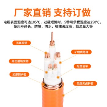 厂家BTTW铜护套矿物质绝缘无卤低烟电力电缆 工业用电缆图2