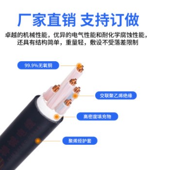 禅诚电缆纯铜 WDZC-YJY 2/3芯1.5~300平方阻燃护套线