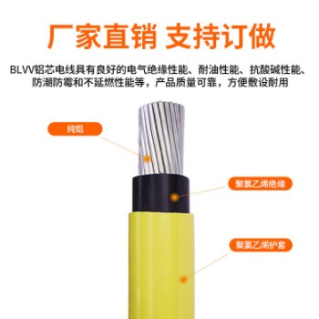 禅诚电缆国标BLVV10-630平方双塑铝芯电缆 单芯家装电线现货批发图2