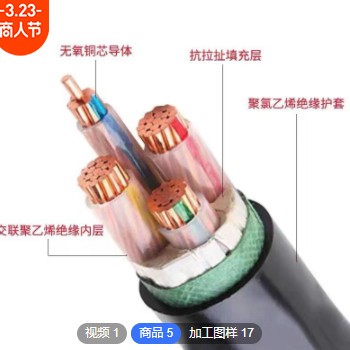 天津小猫电线铜芯低压YJV3*16阻燃电缆裸铜线材质家装电线国标图2