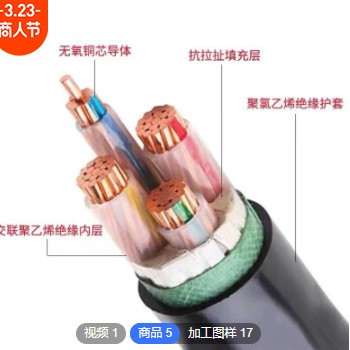 津猫电线铜芯低压电力YJV3*16阻燃电缆裸铜线材质国标PVC家装电线图2