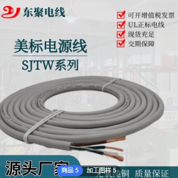 东聚厂家直供 UL美规电源线SJTW-18/2C两芯三芯电源插头线 现货